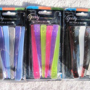 6 Goody Plastic 4 1/2" Sectioning Hair Clips Allergy Fasten Section Secure 2012